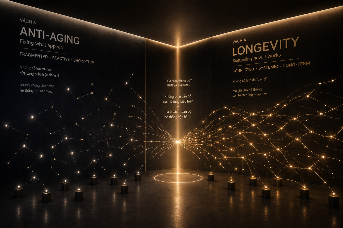 Anti-aging vs Longevity · căn phòng chuyển từ duy