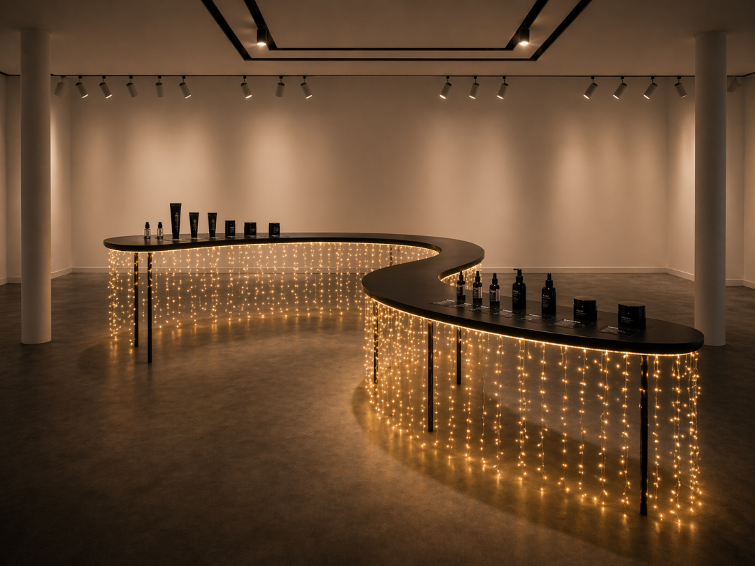 Product installation · lit curtain table